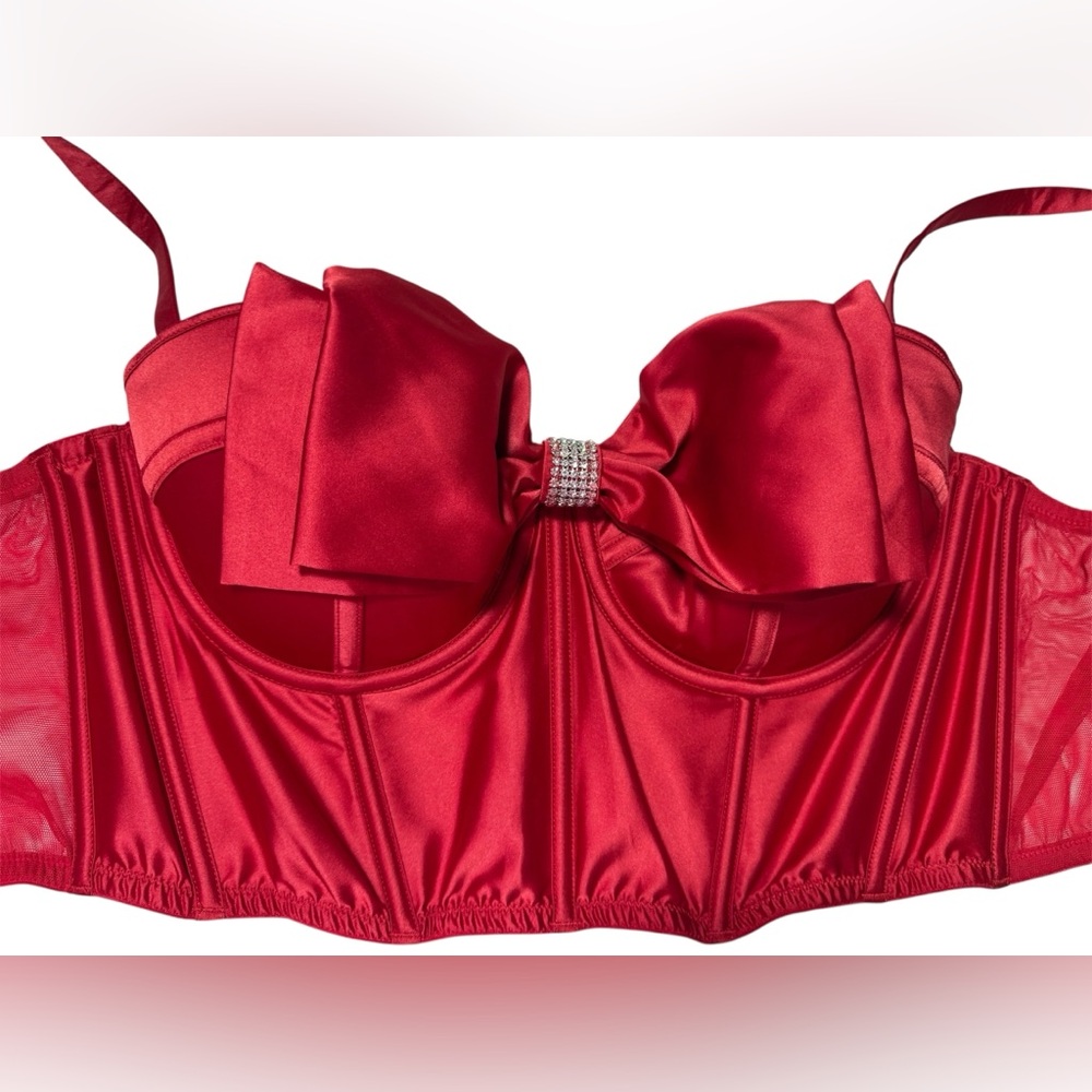 Victoria’s Secret Red Satin Corset Bustier 36C Valentines Day